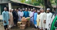 পানিবন্দী মানুষের মধ্যে জকিগঞ্জ উপজেলা তালামীযের তৈরি খাবার বিতরণ